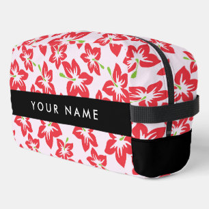 Rode Hibiscus, Rode bloemen, Jouw naam Toilettasje