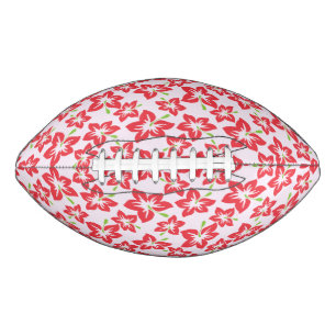 Rode hibiscus, rode bloemen, patroon van bloemen american football