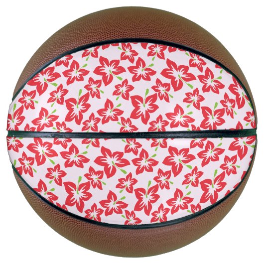Rode hibiscus, rode bloemen, patroon van bloemen basketbal (Voorkant)
