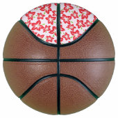 Rode hibiscus, rode bloemen, patroon van bloemen basketbal (Rechts)