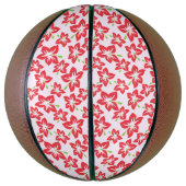 Rode hibiscus, rode bloemen, patroon van bloemen basketbal (Verticaal)