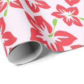 Rode hibiscus, rode bloemen, patroon van bloemen cadeaupapier (Rol Hoek)