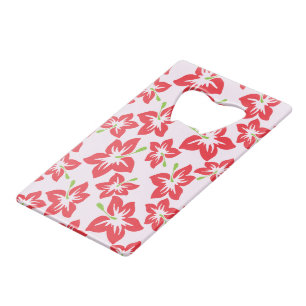 Rode hibiscus, rode bloemen, patroon van bloemen creditkaart flessenopener