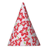 Rode hibiscus, rode bloemen, patroon van bloemen feesthoedjes (Rechts)