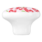 Rode hibiscus, rode bloemen, patroon van bloemen keramische knop (Zijkant)