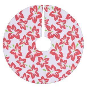 Rode hibiscus, rode bloemen, patroon van bloemen kerstboom rok