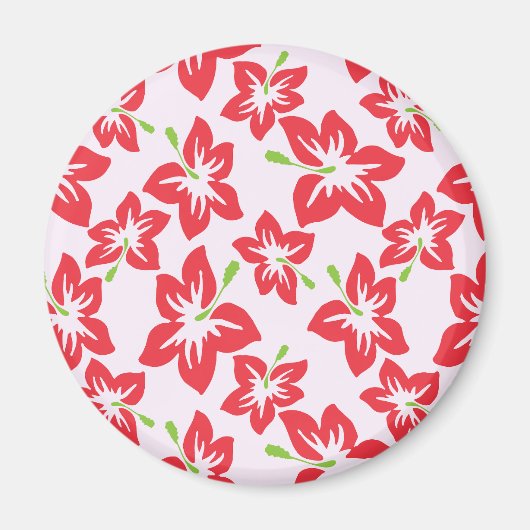 Rode hibiscus, rode bloemen, patroon van bloemen magneet (Voorkant)