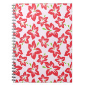 Rode hibiscus, rode bloemen, patroon van bloemen notitieboek (Voorkant)