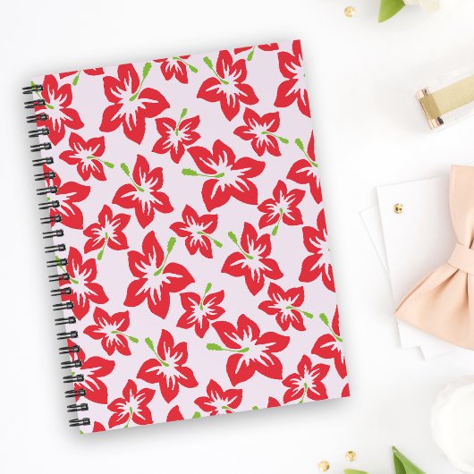 Rode hibiscus, rode bloemen, patroon van bloemen planner