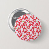 Rode hibiscus, rode bloemen, patroon van bloemen ronde button 5,7 cm (Voorkant /achterkant)