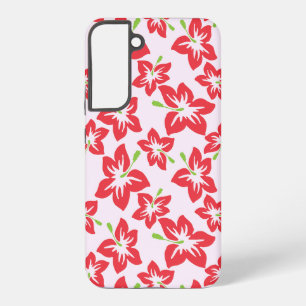 Rode hibiscus, rode bloemen, patroon van bloemen samsung galaxy hoesje
