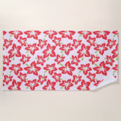 Rode hibiscus, rode bloemen, patroon van bloemen strandlaken (Voorkant)