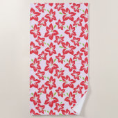 Rode hibiscus, rode bloemen, patroon van bloemen strandlaken (Voorkant)