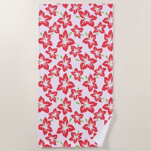 Rode hibiscus, rode bloemen, patroon van bloemen strandlaken (Voorkant)
