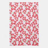 Rode hibiscus, rode bloemen, patroon van bloemen theedoek (Verticaal)