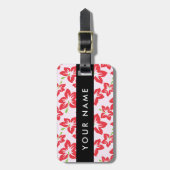 Rode Hibiscus, Rode Bloemen, Uw Naam Bagagelabel (Voorkant verticaal)