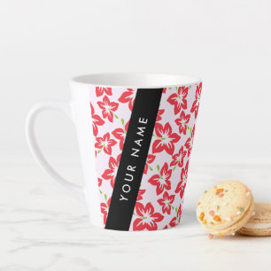 Rode Hibiscus, Rode Bloemen, Uw Naam Latte Mok