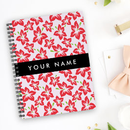 Rode Hibiscus, Rode Bloemen, Uw Naam Notitieboek