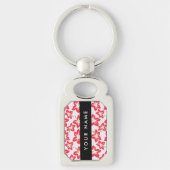 Rode Hibiscus, Rode Bloemen, Uw Naam Sleutelhanger (Voorkant)