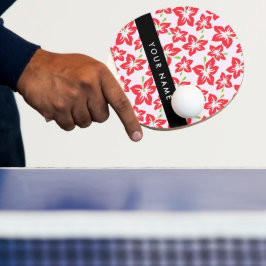Rode Hibiscus, Rode Bloemen, Uw Naam Tafeltennisbatje
