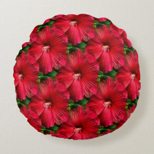 Rode Hibiscus....... Rond Kussen