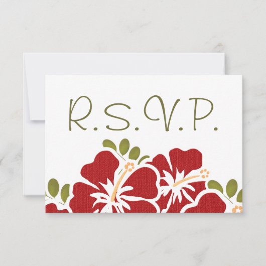 RODE HIBISCUS RSVP WEDDING RESPONDS KAARTEN (Voorkant)