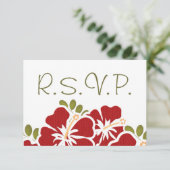RODE HIBISCUS RSVP WEDDING RESPONDS KAARTEN (Staand voorkant)