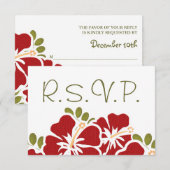 RODE HIBISCUS RSVP WEDDING RESPONDS KAARTEN (Voorkant / Achterkant)