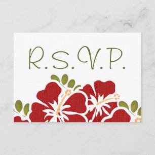 RODE HIBISCUS RSVP WEDDING RESPONDS KAARTEN KAARTJE