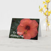 Rode Hibiscus Samengestelde Familiebruiloft Kaart (Gele Bloem)