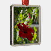 Rode Hibiscus Schaduw Fee Metaal Ornament (Rechts)