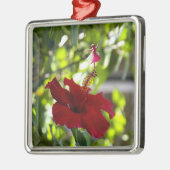 Rode Hibiscus Schaduw Fee Metaal Ornament (Links)