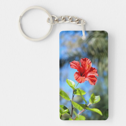 Rode Hibiscus Sleutelhanger (Voorkant)