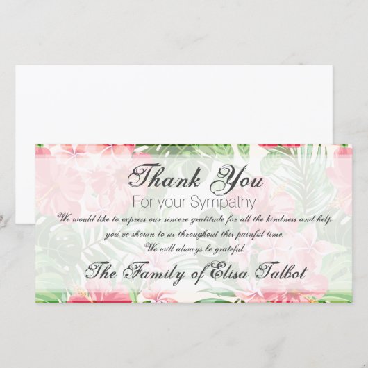 Rode Hibiscus Sympathie Dank je kaartje Bedankkaart (Voorkant / Achterkant)