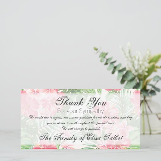 Rode Hibiscus Sympathie Dank je kaartje Bedankkaart (Staand voorkant)