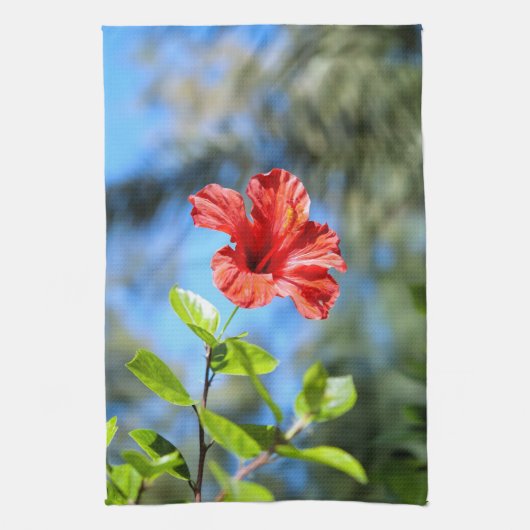 Rode Hibiscus Theedoek (Verticaal)