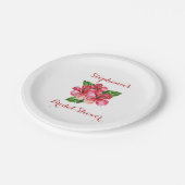 Rode Hibiscus Tropisch Vrijgezellenfeest Gepersona Papieren Bordje (Gekanteld)