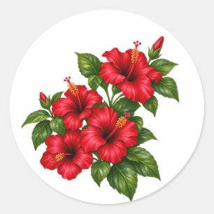 Rode Hibiscus Tropische Bloemen Boeket Sticker