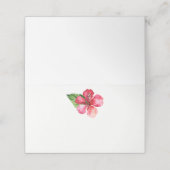 Rode Hibiscus Tropische bruiloft Plaatskaartje (Buitenkant ongevouwen)