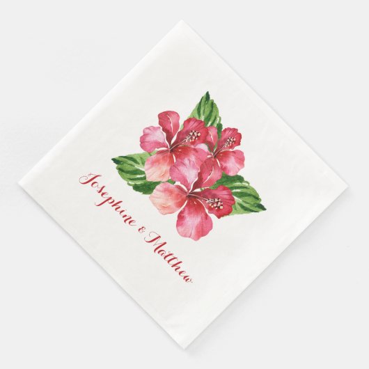 Rode Hibiscus Tropische bruiloft Servet (Hoek)