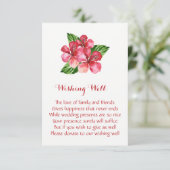 Rode Hibiscus Tropische Bruiloft Wishing Well Kaar Informatiekaartje (Staand voorkant)