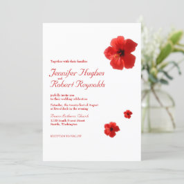 Rode Hibiscus Tropische Budget Bruiloft Kaart