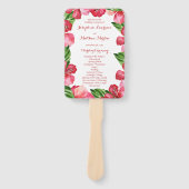 Rode Hibiscus Tropische Huwelijksceremonieprogramm Handwaaier (Voorkant)