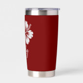 Rode Hibiscus Tropische Script Naam Ontwerp Geïsoleerde Drinkbeker (Links)