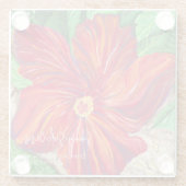 Rode Hibiscus Vakantiehuis Glazen Onderzetter (Achterkant)