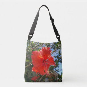 Rode Hibiscus-ventilator op een boom, Crossbody Tas