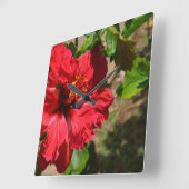 Rode Hibiscus Wandklok (Hoek)