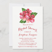 Rode Hibiscus Waterverf Bridal Shower Invitations Kaart (Voorkant)