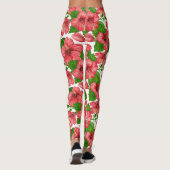 Rode hibiscus waterverf leggings (Achterkant)