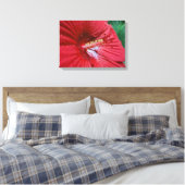 Rode Hibiscusbloem met regendruppels Foto Canvas Afdruk (Insitu (Slaapkamer))